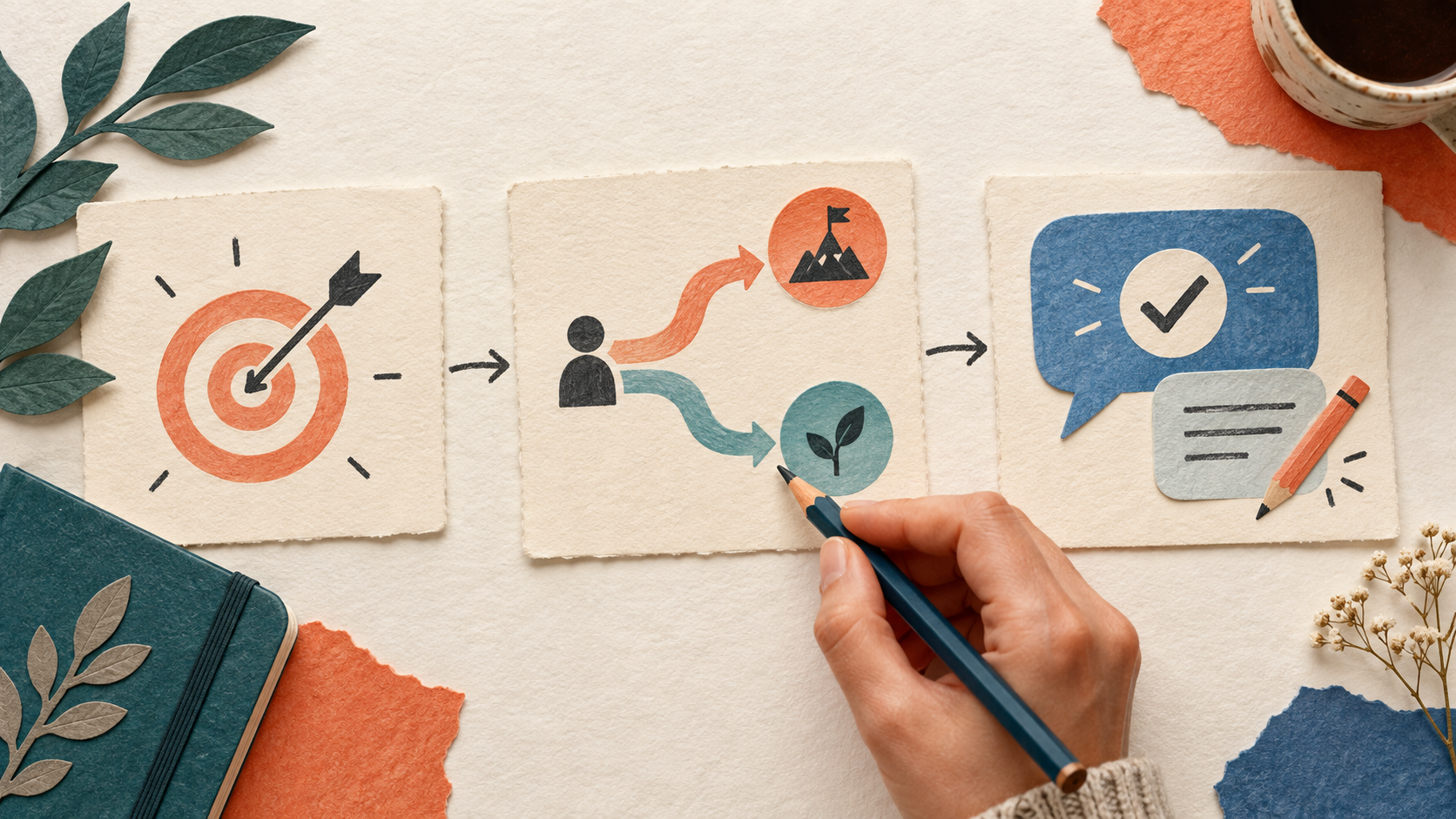 Original illustration of a learning objective, two possible decisions, and useful feedback