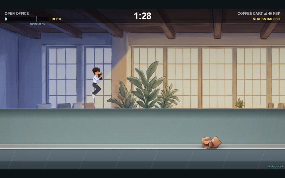 Priority Rush, an office runner game where coworkers stop you with questions